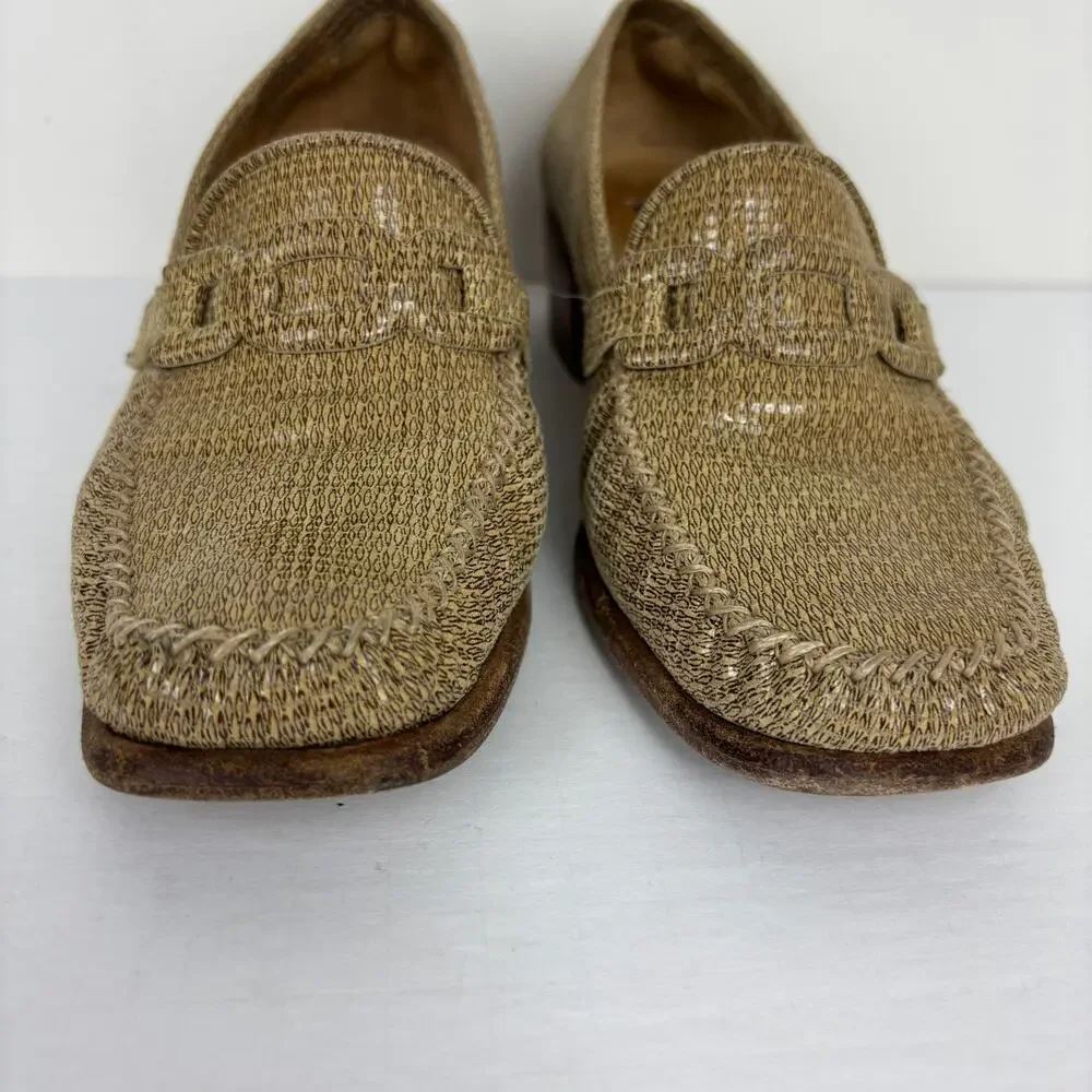 Stuart Weitzman Vintage Loafers US 7 Patent Leather Chain Detail 1.5